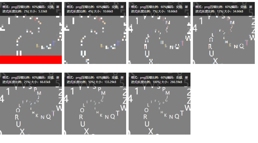 PNG交错加载各阶段细节 5倍放大